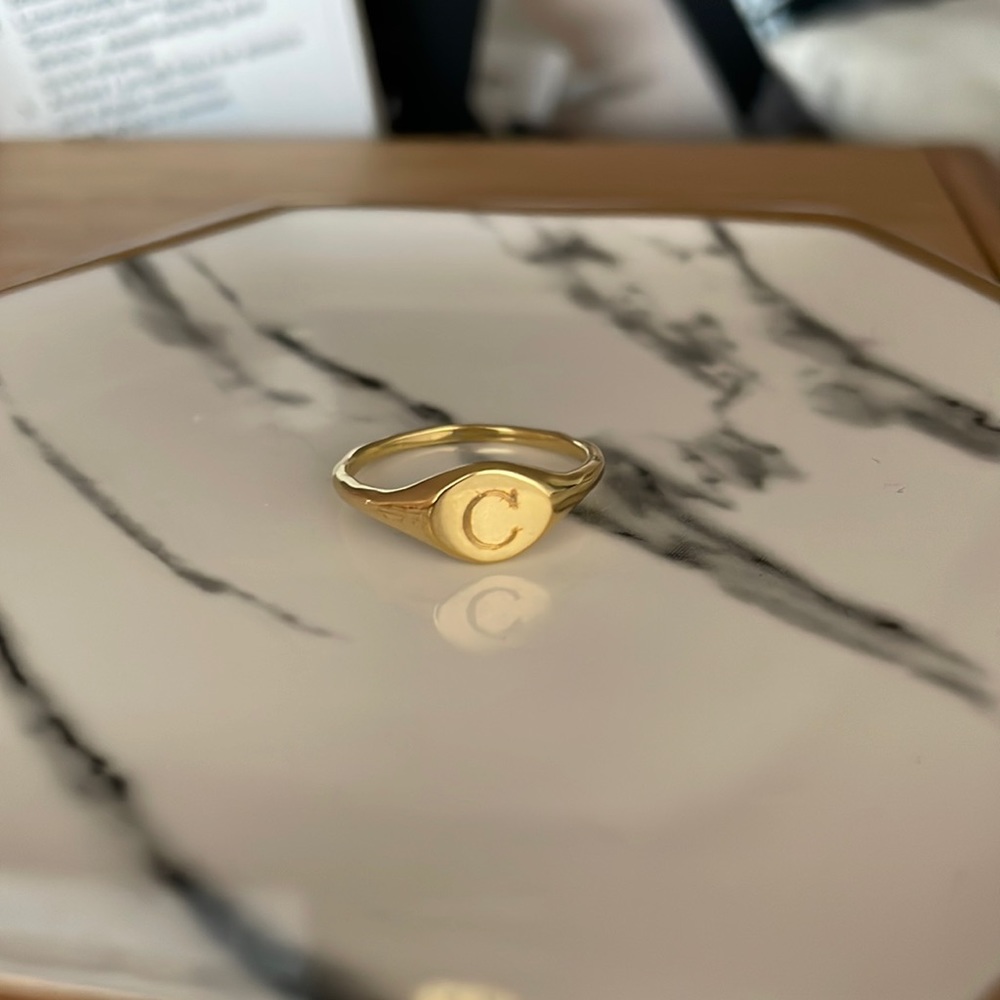 C initial silver/gold filled ring size 7.5